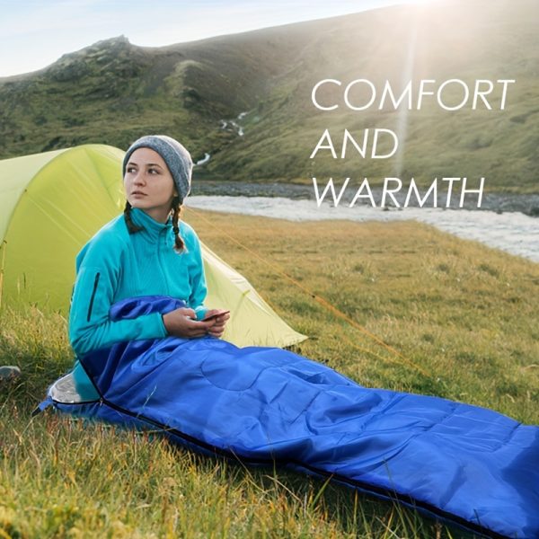 Ultra-Cozy Adult Sleeping Bag - Zip Closure, Polyester, Rectangular, Fits Up to 6ft, Ideal for Outdoor Camping & Leisure