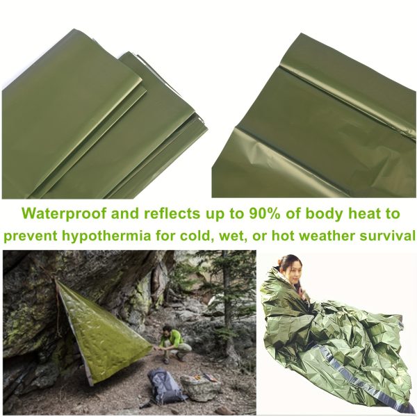 2pcs Sleeping Bags - Lightweight, Waterproof PE Material with Reflective Blanket for Camping & Hiking Adventures - 图片 5