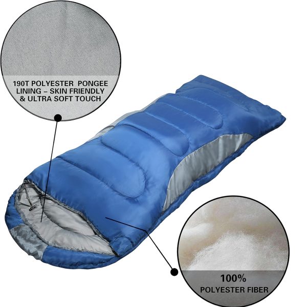 Ultra-Comfort 0°F Winter Sleeping Bag for Adults - Waterproof, Portable with Compression Sack & Envelope Hoodie | Ideal for Camping, Backpacking & All Seasons | Durable Polyester Fiber, Machine Washable - 图片 3