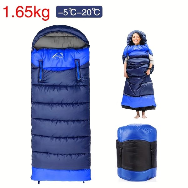 1pc Windproof Outdoor Sleeping Bag for Adults - Lightweight, Waterproof, Warm, Portable & Durable with Convertible Sleeves, Ideal for Camping, Hiking & Travel - 图片 7