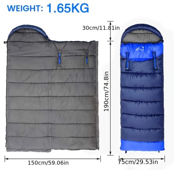 1pc Windproof Outdoor Sleeping Bag for Adults - Lightweight, Waterproof, Warm, Portable & Durable with Convertible Sleeves, Ideal for Camping, Hiking & Travel - 图片 4