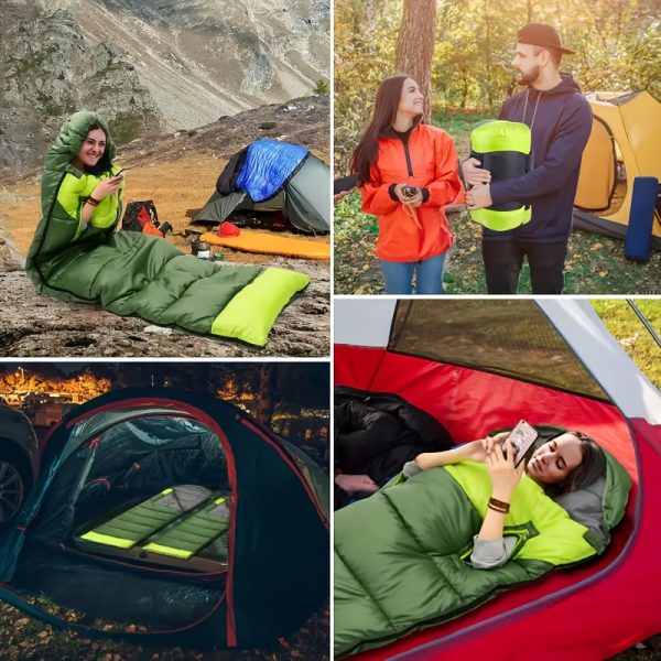 1pc Windproof Outdoor Sleeping Bag for Adults - Lightweight, Waterproof, Warm, Portable & Durable with Convertible Sleeves, Ideal for Camping, Hiking & Travel - 图片 11