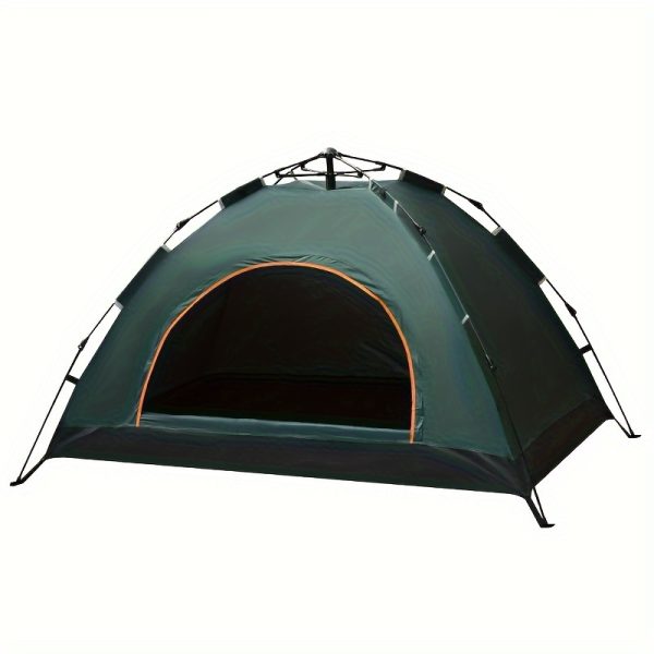 2-Person Green Camping Tent with Rainfly, Quick Open, Hydrophobic Oxford Cloth, Fiberglass Rods, All-Season, Windproof, Zipper Closure, Solid Color, Rectangle Shape, for Family Camping, Hunting, Hiking