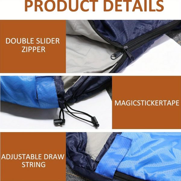 Double Sleeping Bag, Camping Sleeping Bags for Adults with 2 Pillows Soft Warm Flannel 2 Person Sleeping Bags XL Queen Size Sleeping Bag for Cold Weather Hiking Backpacking - 图片 3