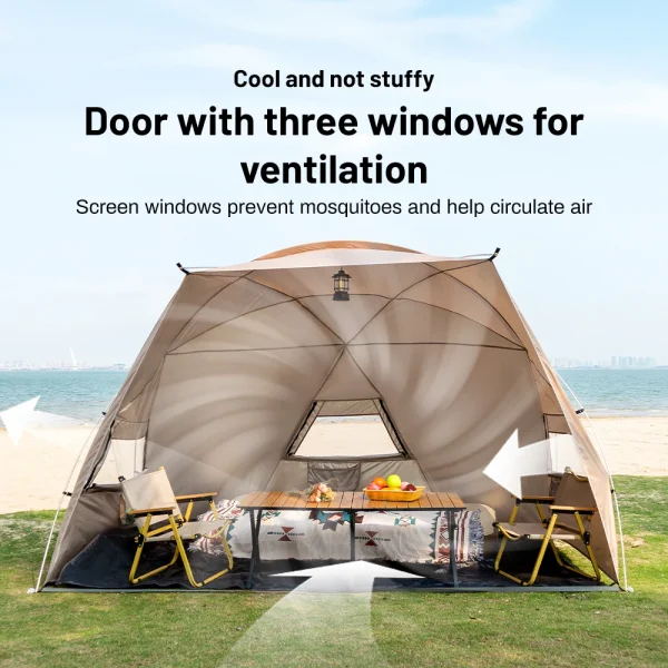 Outdoor 4-7 People Camping Park Beach Tent Vinyl Sunscreen Folding Portable Canopy Rainproof And Sunscreen Shelter - 图片 3