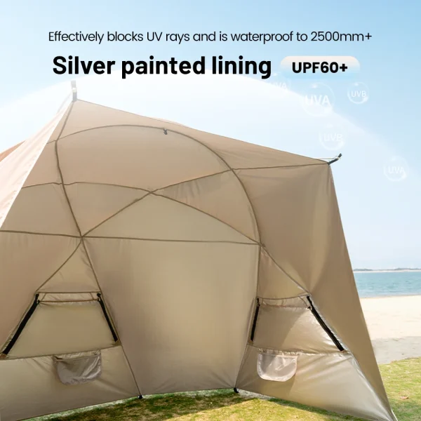 Outdoor 4-7 People Camping Park Beach Tent Vinyl Sunscreen Folding Portable Canopy Rainproof And Sunscreen Shelter - 图片 5