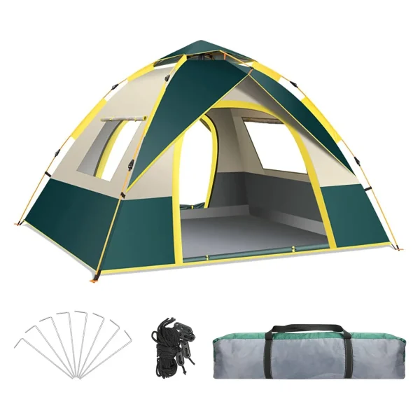 Quick Opening Camping Tent, Waterproof & Windproof, Dual Doors & Windows, Easy Setup, Lightweight, 2 Person Capacity