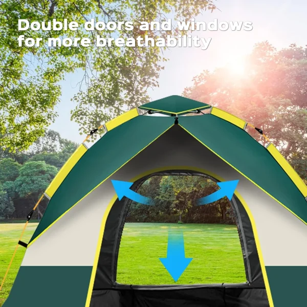 Quick Opening Camping Tent, Waterproof & Windproof, Dual Doors & Windows, Easy Setup, Lightweight, 2 Person Capacity - 图片 2