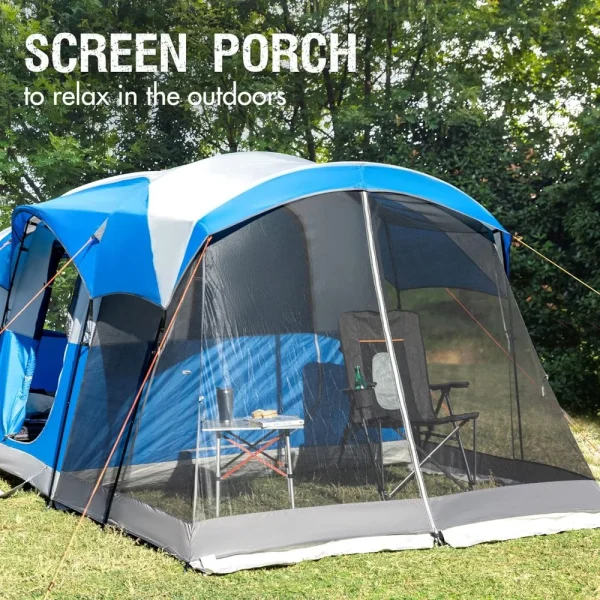 8 Person Family Camping Tent with Screen Room Water Resistant Big Tunnel Tent with Rainfly Large Family Tent for Outdoor Camping - 图片 3