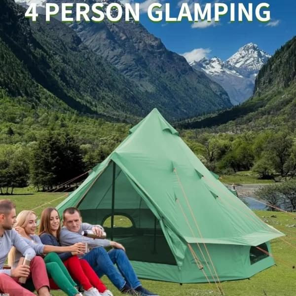 B1 4 Person Lightweight Yurt Tent UPF50+ Glamping Tent with Goundsheet Tarp, 24lbs Roomy 300D Oxford Waterproof Bell Tent - 图片 2