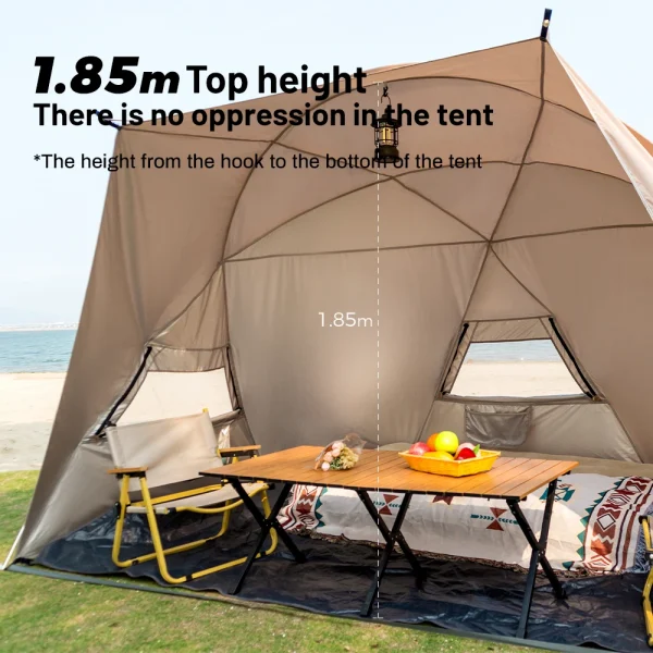 Outdoor 4-7 People Camping Park Beach Tent Vinyl Sunscreen Folding Portable Canopy Rainproof And Sunscreen Shelter - 图片 2