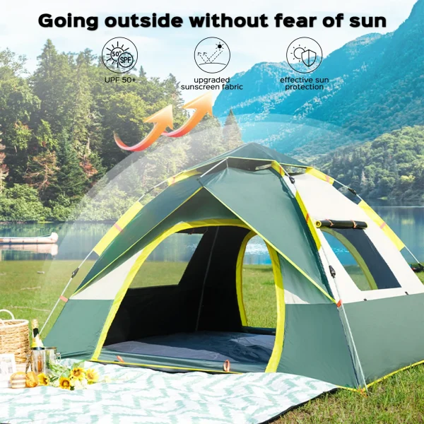 Quick Opening Camping Tent, Waterproof & Windproof, Dual Doors & Windows, Easy Setup, Lightweight, 2 Person Capacity - 图片 3