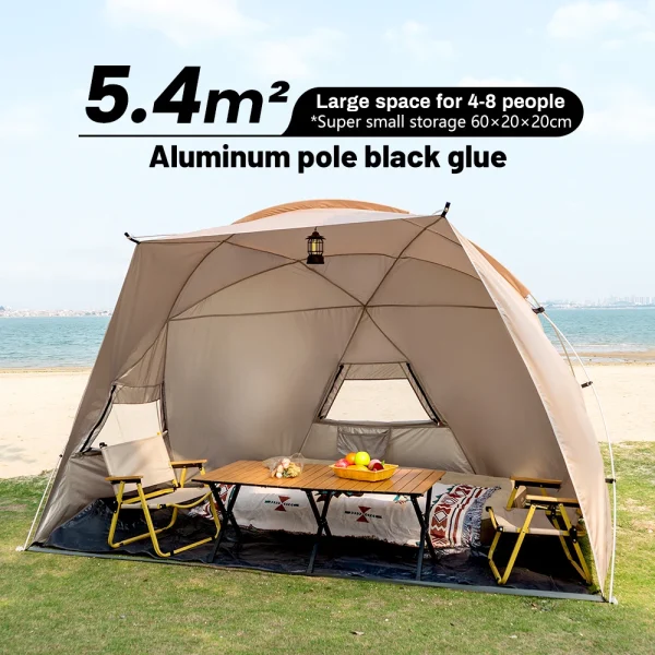 Outdoor 4-7 People Camping Park Beach Tent Vinyl Sunscreen Folding Portable Canopy Rainproof And Sunscreen Shelter