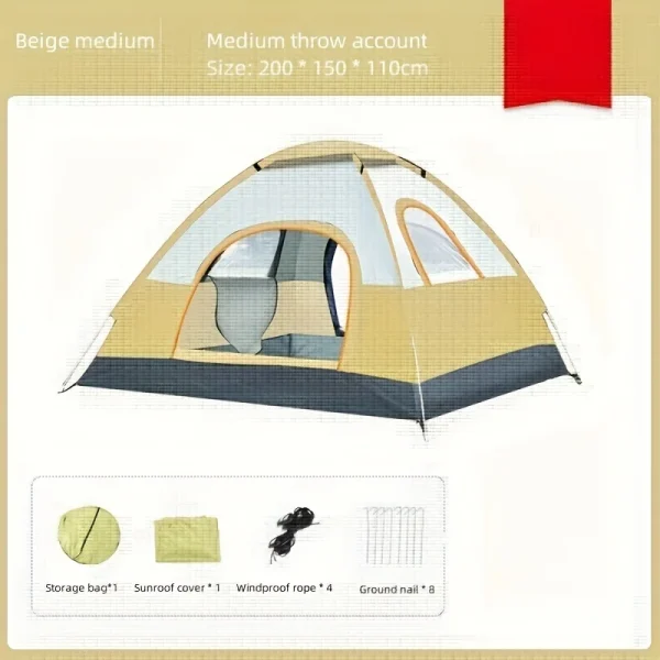 Outdoor Camping Portable Folding Tent, Wilderness Camping Equipment, Large Automatic Rain and Mosquito Beach Tent - 图片 6