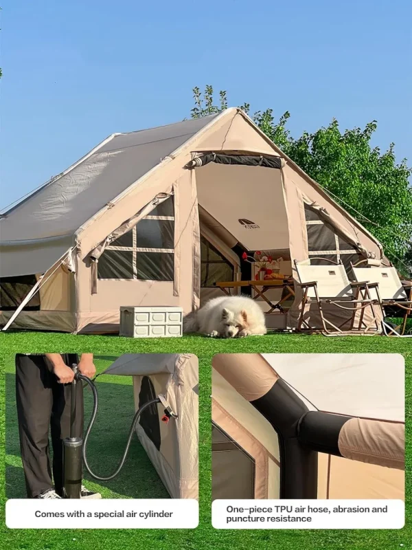 Inflatable Camping Tent with Picnic Blanket 6 Person Cabin Tent Glamping Tents Easy Setup Waterproof Outdoor Tents - 图片 3