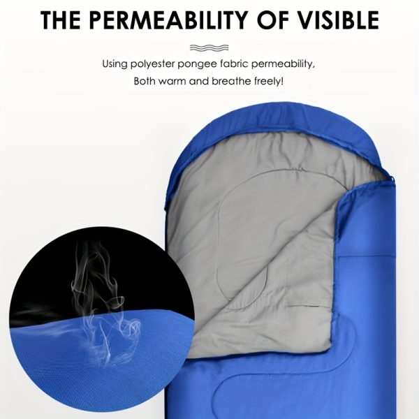 Ultra-Cozy Adult Sleeping Bag - Zip Closure, Polyester, Rectangular, Fits Up to 6ft, Ideal for Outdoor Camping & Leisure - 图片 2