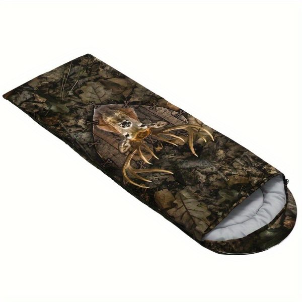 1PC Deer Camouflage Camping Sleeping Bag, 4-Season Portable Lightweight Waterproof Sleeping Bag for Outdoor Hiking, Camping and Mountaineering, Polyester Fabric Material, No Insulation Type - 图片 10