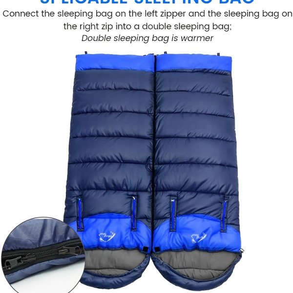 1pc Windproof Outdoor Sleeping Bag for Adults - Lightweight, Waterproof, Warm, Portable & Durable with Convertible Sleeves, Ideal for Camping, Hiking & Travel - 图片 3