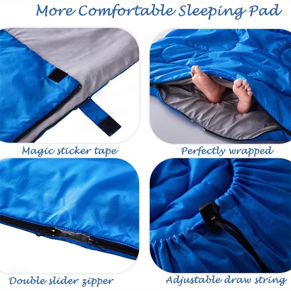 Double Sleeping Bag, Camping Sleeping Bags for Adults with 2 Pillows Soft Warm Flannel 2 Person Sleeping Bags XL Queen Size Sleeping Bag for Cold Weather Hiking Backpacking - 图片 8