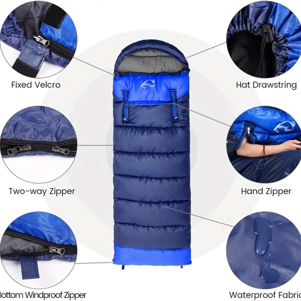 1pc Windproof Outdoor Sleeping Bag for Adults - Lightweight, Waterproof, Warm, Portable & Durable with Convertible Sleeves, Ideal for Camping, Hiking & Travel - 图片 9