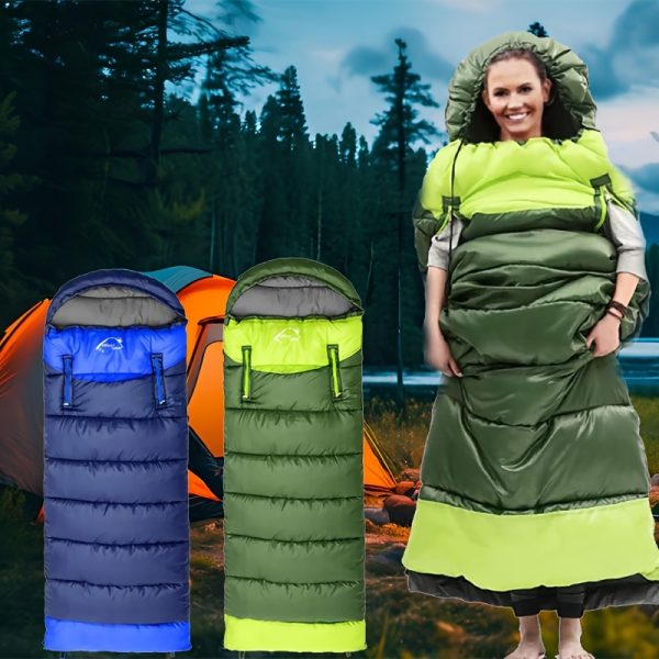 1pc Windproof Outdoor Sleeping Bag for Adults - Lightweight, Waterproof, Warm, Portable & Durable with Convertible Sleeves, Ideal for Camping, Hiking & Travel - 图片 2